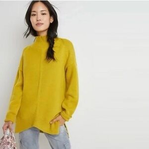 Maeve by Anthropologie Chartreuse Crystal Mock Neck Tunic Sweater Size XXSP